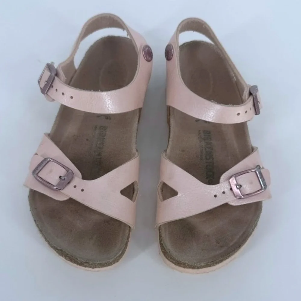 Birkenstock Rio Kids Metallic Pink Slingback Sandals Size 30 L12‎